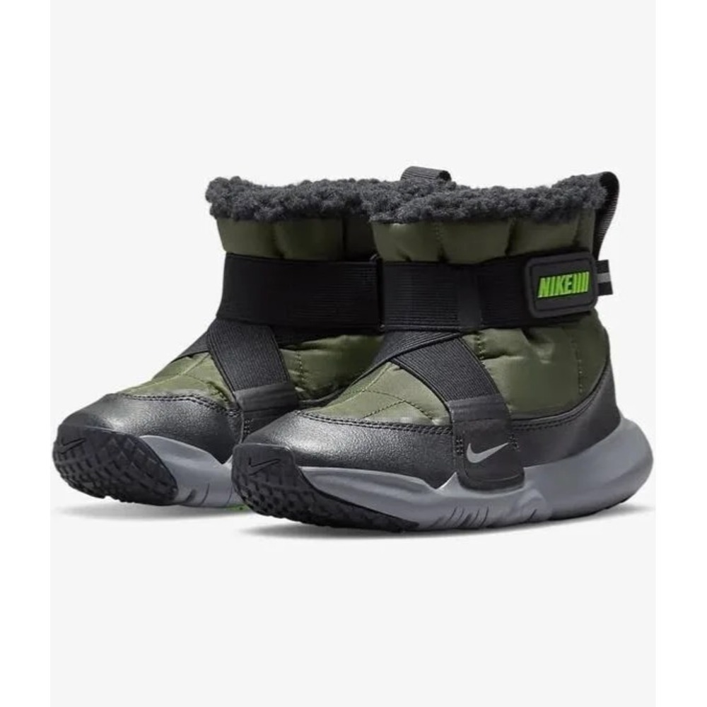 Nike Toddler Flex Advance Boot Gray Khaki-Green Strike Sz 12C Winter DD0303-300